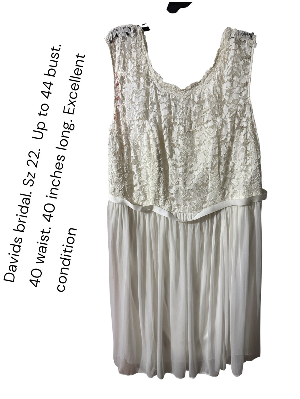 David's Bridal Ivory Lace Bodice Chiffon Skirt Wedding Dress